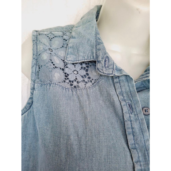 Women's Roebuck & Co. Denim lace Shirt, XL, Blue NWT vtg - Picture 2 of 6